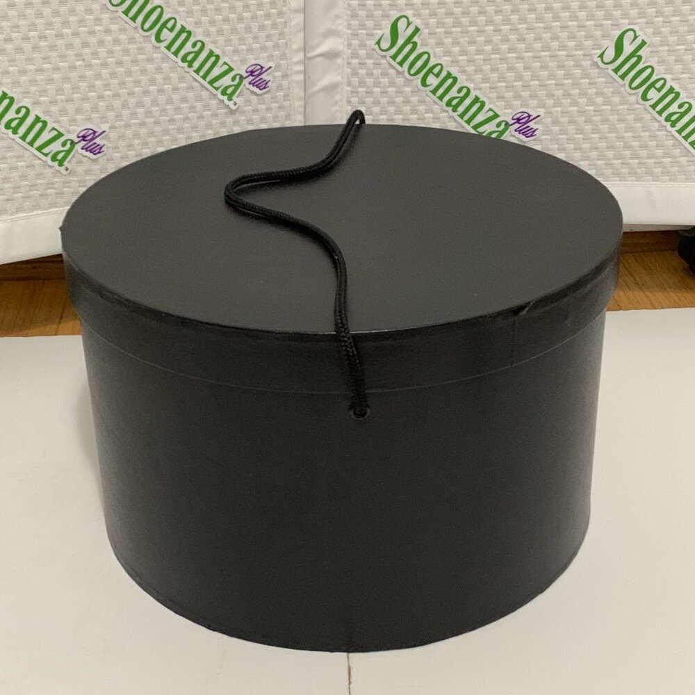 Vintage Goorin Bros Cardboard Hat Box Strap Storage Container Black Gold Logo - Picture 6 of 14